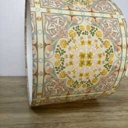 William Morris Lampshade Made in Tile Fabric, Beautiful Yellow Blue & Pink Shade, To Order Various Sizes & Linings - thumbnail 2