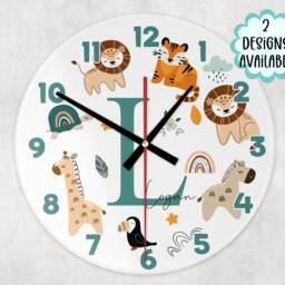 Glass Jungle Clock, Safari Themed Wall Art For Kids' Space, Child's Bedroom D??cor, Baby Nursery Accessory - thumbnail 2