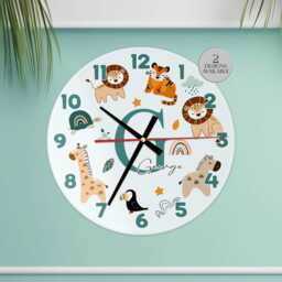 Jungle Clock For Kids Room - Custom Safari Animal Themed Nursery Wall D??cor - thumbnail 1