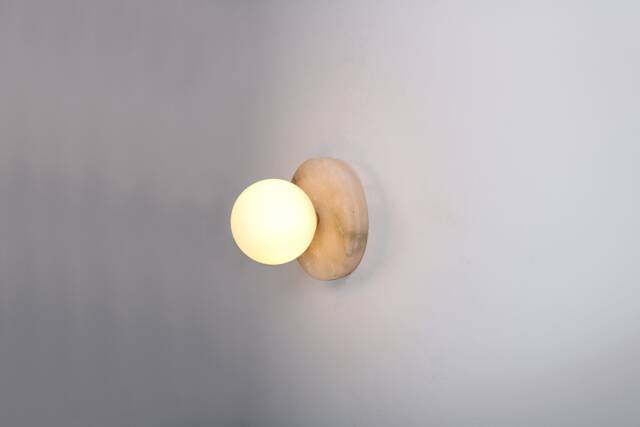 Marble Disc Wall Lighting - Globe Lamp Vanity Light Fixture, Sconce, Lamp, , Small Lighting, Stone Lamp - image 1