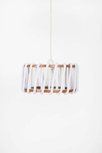 Sculptural Minimalism Pendant Lamp - Hand-Woven Lampshade Pendelleuchte Wei?? Suspension Blanche 30cm Diam - image 1