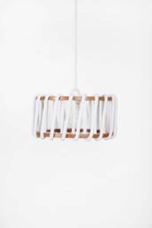 Sculptural Minimalism Pendant Lamp - Hand-Woven Lampshade Pendelleuchte Wei?? Suspension Blanche 30cm Diam - thumbnail 1