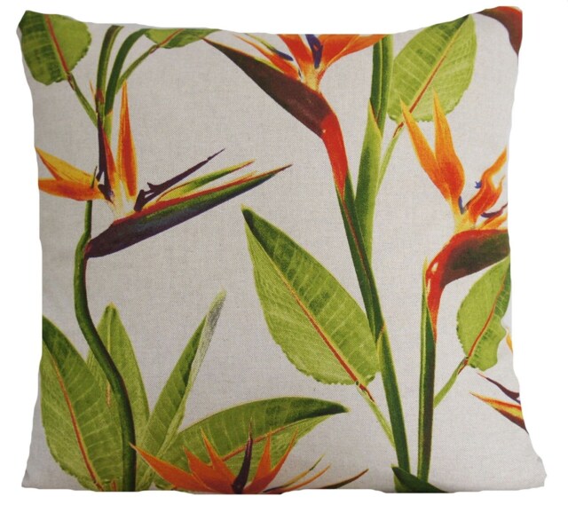 Birds Of Paradise Pillow Cover Floral Linen Throw Cushion
