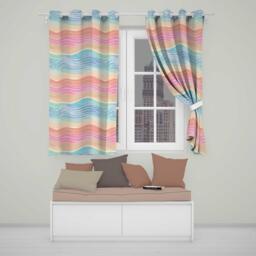Abstract Soft Gradient Wave Lines Pastel Flow Seamless Pattern Readymade Eyelet Ring Top Thermal 100% Blackout Curtains - thumbnail 1