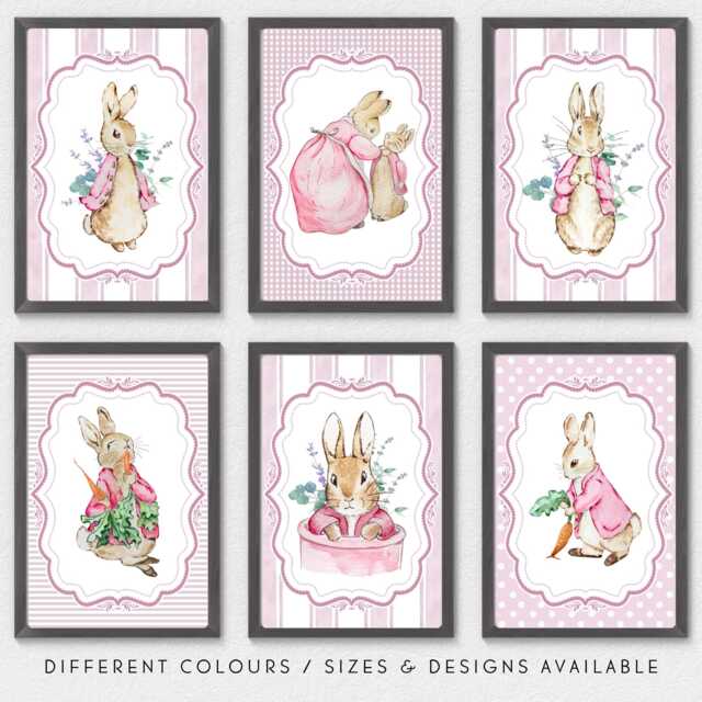Set Of Six Peter Rabbit Nursery Prints - Beatrix Potter Baby Room Wall Art Vintage Print Playroom Decor Girl Gallery - image 1