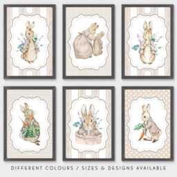 Set Of Six Peter Rabbit Nursery Prints - Beatrix Potter Baby Room Wall Art Vintage Print Playroom Decor Girl Gallery - thumbnail 3