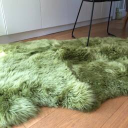 Large Genuine Sheepskin Rug, Green Sheepskin, Gren Fur Bed Throw, Caroet, Fur, Sheeoskin, Interiors Decor, Home Accessories , Rug - thumbnail 2