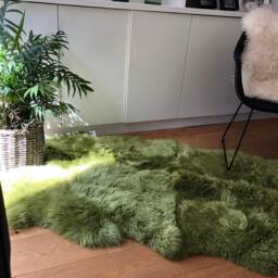 Large Genuine Sheepskin Rug, Green Sheepskin, Gren Fur Bed Throw, Caroet, Fur, Sheeoskin, Interiors Decor, Home Accessories , Rug - thumbnail 3