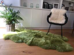 Large Genuine Sheepskin Rug, Green Sheepskin, Gren Fur Bed Throw, Caroet, Fur, Sheeoskin, Interiors Decor, Home Accessories , Rug - thumbnail 1
