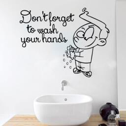Wall Decals Quote Don't Forget To Wash Your Hands Decal Man Soap Foam Bubbles Vinyl Sticker Bathroom Home Decor Art Mural Ms283