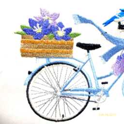 Embroidered Winter Bicycle Pillow Cover Canvas Fabric With Blue Bike - thumbnail 4
