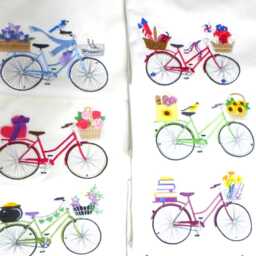 Embroidered Winter Bicycle Pillow Cover Canvas Fabric With Blue Bike - thumbnail 2