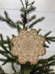 Boho Christmas Ornament, Style Wooden Decor, Natural Wood Bohemian Home Tree Holiday Decoration