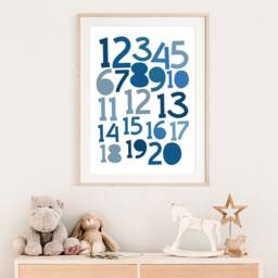 Boys Blue Numbers Print, Nursery Bedroom Prints, Playroom Wall Art, Poster, Educational Art - thumbnail 3