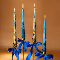 Gold Royal Blue Marble Candles, Tall Taper Candle Set, Dinner Candles, Gold Dark Blue Home Decor, Wedding Candle, Christmas Pillar Gift - thumbnail 2