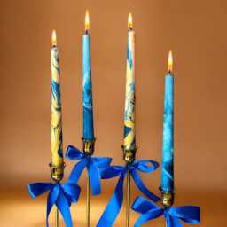 Gold Royal Blue Marble Candles, Tall Taper Candle Set, Dinner Candles, Gold Dark Blue Home Decor, Wedding Candle, Christmas Pillar Gift - thumbnail 4