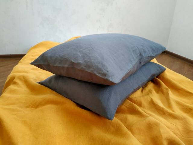 Grey Linen Pillowcase - Envelope Closure Natural Organic Softened Various Sizes Dusty Rose - image 1