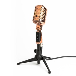 Retro Microphone Lamp - Rose Gold/Urbin Classic Vinyl Vintage Design Studio Recording Elvis Rockabilly Gift - thumbnail 1