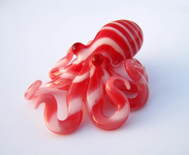 Christmas Candy Cane Octopus Ornament - image 1