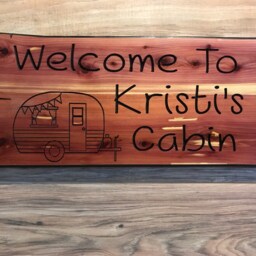 Personalized Carved Cedar Wood Camping Sign Family Rv Decor - thumbnail 3