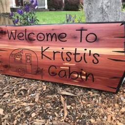 Personalized Carved Cedar Wood Camping Sign Family Rv Decor - thumbnail 2