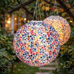 Solar Hanging Lantern Outdoor Garden Light, Waterproof Led Paper Lantern, Patio Party Decor, Balcony Festival Lamp - thumbnail 4