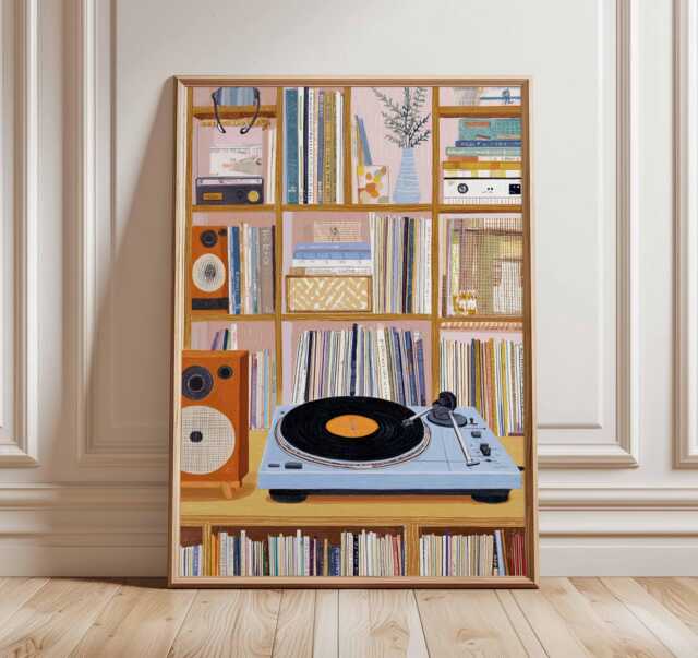 Vinyl Poster, Record Player Wall Art Print, Music Studio Decor, Lover Gift, Retro Print - image 1