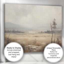 Misty Wetland Sunrise Minimalist Nature Landscape Canvas Wall Art Print Decor Picture Ready To Hang - thumbnail 3