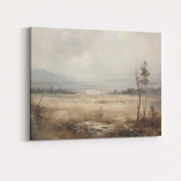 Misty Wetland Sunrise Minimalist Nature Landscape Canvas Wall Art Print Decor Picture Ready To Hang - thumbnail 4