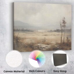 Misty Wetland Sunrise Minimalist Nature Landscape Canvas Wall Art Print Decor Picture Ready To Hang - thumbnail 2