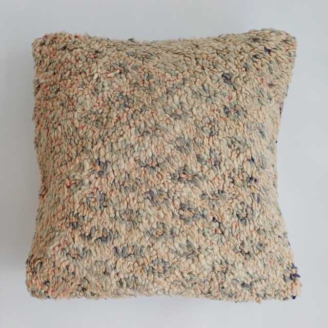 Moroccan Wool Cushion Cover, Handmade Berber Pillow, Multicoloured Vintage Rug Cushion, Tribal Throw 20''x20''/53x50 cm - image 1