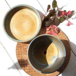 Pottery Plant Pot, Planter With Dish, Succulent Hole, Ceramic Pot & Plate, Blue Planter, With Hole - thumbnail 2