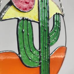 Suncatcher Cactus Stain Glass Picture Home House Decor Window Wall Hangings Rainbow Cling Nature - thumbnail 4