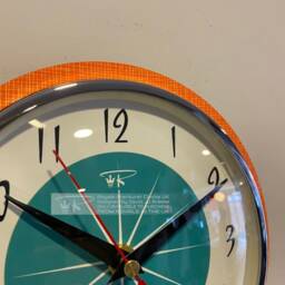 Midcentury Atomic Wall Clock Neon Tangerine & Turquoise - thumbnail 3