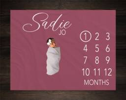 Gender Neutral Baby Milestone Blanket Personalized Monthly Custom Shower Gift For New Mom Keepsake One Year - thumbnail 1