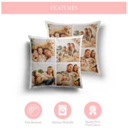 Personalised Cushion With 4 Photos - Custom Collage Picture Pillow Gift For Family, Pets, Couples Fun Birthday Or Home D??cor Present - thumbnail 3