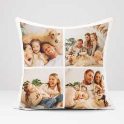 Personalised Cushion With 4 Photos - Custom Collage Picture Pillow Gift For Family, Pets, Couples Fun Birthday Or Home D??cor Present - thumbnail 1