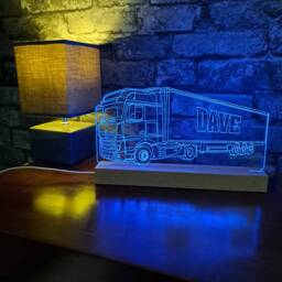Personalised Lorry With Trailer Led Night Light, Gift, Trucker Gift For Him, Lights, Bedroom Light