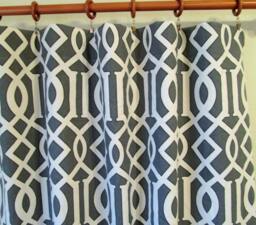 "Pair Of 50"" Rinaldi Kemble in Grey/Slate & Natural Trellis Panels, Drapes, Curtains - 50x63"" 50x84"" 50x96"" Or 50x108"