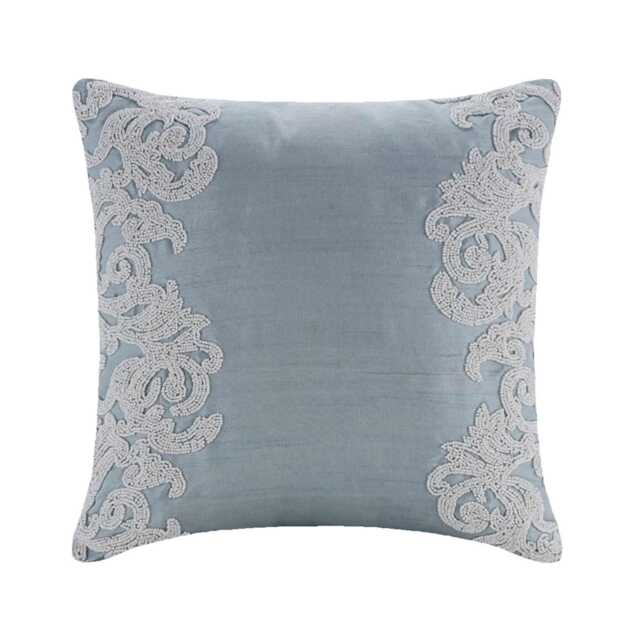 "Handmade Floral, Border Light Blue European Pillow 24""x24""/26""x26" - image 1