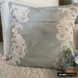 "Handmade Floral, Border Light Blue European Pillow 24""x24""/26""x26" - thumbnail 2