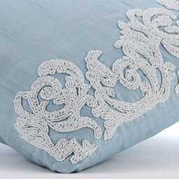 "Handmade Floral, Border Light Blue European Pillow 24""x24""/26""x26" - thumbnail 2