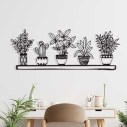 Metal Potted Plants Wall Art, 3D Black Decor, Unique Birthday Gift - thumbnail 2