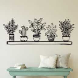 Metal Potted Plants Wall Art, 3D Black Decor, Unique Birthday Gift - thumbnail 3