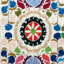Hand Embroidered Suzani Tapestry Uzbek Floral Boho Wall Decor - thumbnail 2