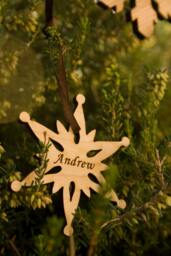 Personalized Snowflakes, Custom-Engrave 5 Names. For Customized Tags, Christmas Tree Ornaments, Wine Glass Charms