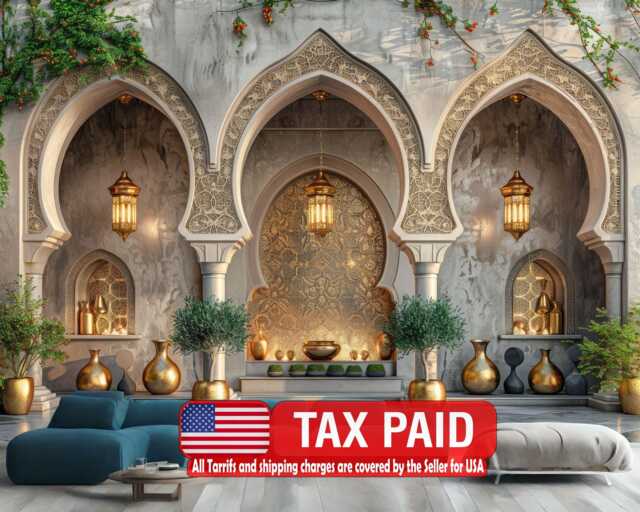 Islamic Arches Wallpaper Mural, Arabian Nights Decor, Peel & Stick Decal - image 1