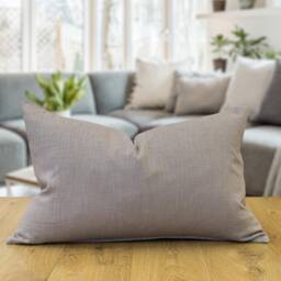 100% Linen Xl Rectangular Cushion Cover. Plain Stone Grey Cover - Perfect For Modern & Minimalistic Styles. 23X15