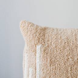 Handwoven Mauve & Cream Lumbar Pillow - Dusty Pink Handcrafted Cushion, Neutral Textured Bohemian Cover - thumbnail 2