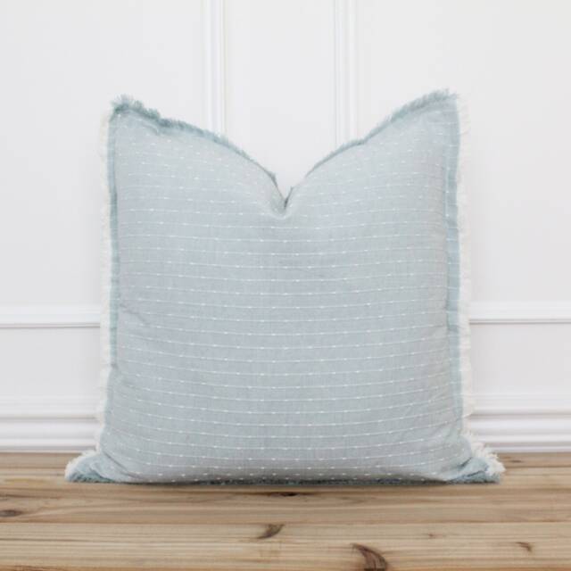 Seafoam Dotted Fringe Pillow Cover 20 X 26 Neutral Layering Decorative Throw - image 1